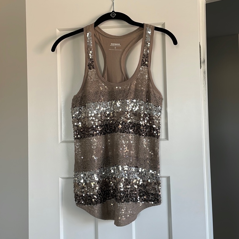 Express Racerback Sequined Tank - XS